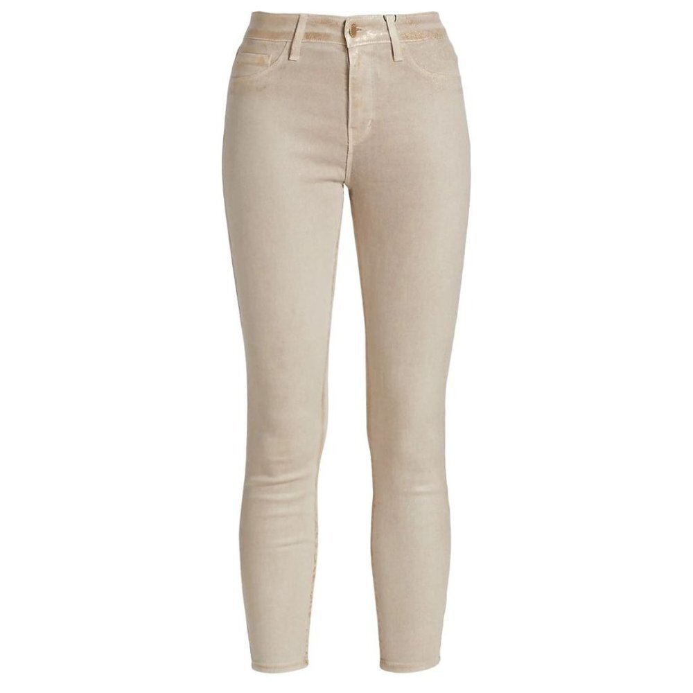 NWOT L'AGENCE Margot High-Rise Glitter-Coated Stretch Skinny Jeans Size 26